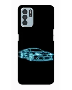 Чехол для OPPO Reno6 Z с картинкой «Неоновый контур Lamborghini»