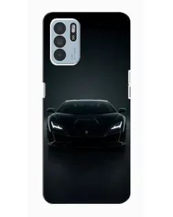 Чехол для OPPO Reno6 Z с картинкой «Черный Lamborghini Aventador»