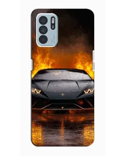 Чехол для OPPO Reno6 Z с картинкой «Lamborghini в огне»