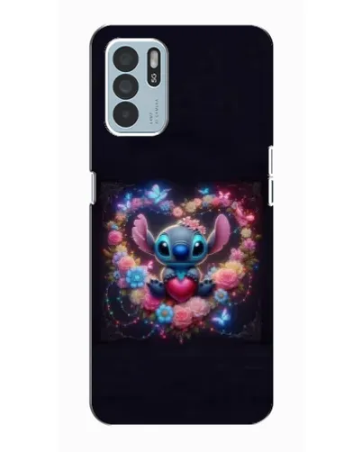 Чехол для OPPO Reno6 Z с картинкой «Stitch в цветах»