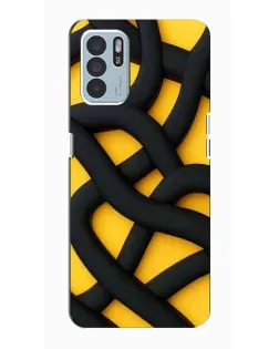 Чехол для OPPO Reno6 Z с картинкой «Черное желтое переплетение»