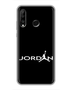 Чехол для Huawei P30 Lite / Nova 4e с картинкой «Jordan White Logo»