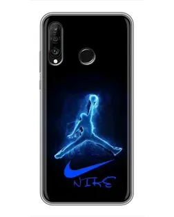 Чехол для Huawei P30 Lite / Nova 4e с картинкой «Jordan Neon Blue»