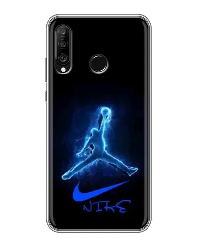 Чехол для Huawei P30 Lite / Nova 4e с картинкой «Jordan Neon Blue»