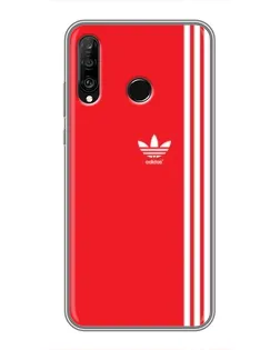 Чехол для Huawei P30 Lite / Nova 4e с картинкой «Красный минимализм Adidas»