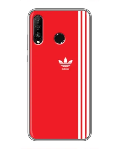 Чехол для Huawei P30 Lite / Nova 4e с картинкой «Красный минимализм Adidas»