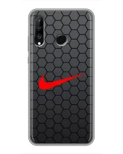 Чехол для Huawei P30 Lite / Nova 4e с картинкой «Nike — карбоновая сетка» Чехол для Huawei P30 Lite / Nova 4e с картинкой «Nike — карбоновая сетка»