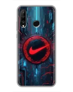Чехол для Huawei P30 Lite / Nova 4e с картинкой «Техногенный стиль Nike»