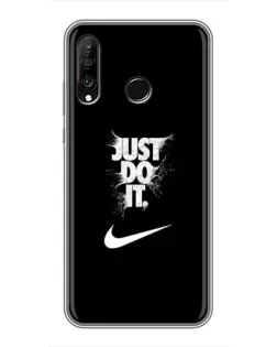 Чехол для Huawei P30 Lite / Nova 4e с картинкой «Текстовый принт Nike»