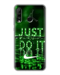 Чехол для Huawei P30 Lite / Nova 4e с картинкой «Зеленый неоновый Nike»