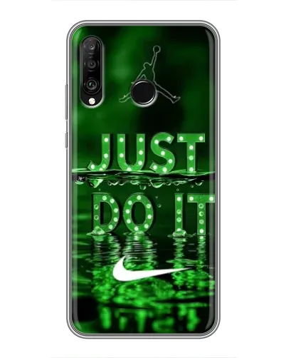Чехол для Huawei P30 Lite / Nova 4e с картинкой «Зеленый неоновый Nike»
