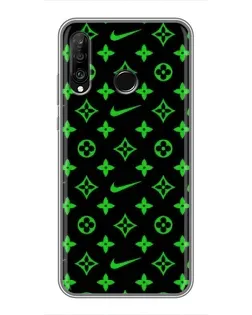 Чехол для Huawei P30 Lite / Nova 4e с картинкой «Неоновый принт LV»