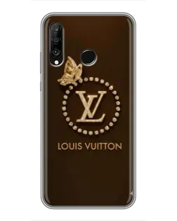 Чехол для Huawei P30 Lite / Nova 4e с картинкой «LV — золотая печать»