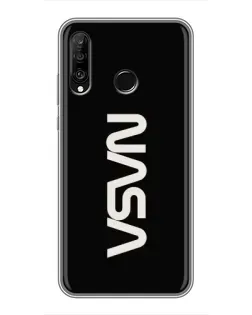 Чехол для Huawei P30 Lite / Nova 4e с картинкой «NASA — вертикальный логотип»