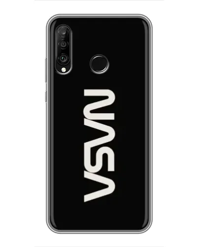 Чехол для Huawei P30 Lite / Nova 4e с картинкой «NASA — вертикальный логотип»