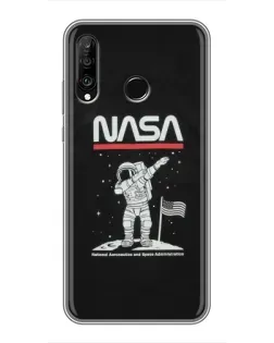 Чехол для Huawei P30 Lite / Nova 4e с картинкой «NASA — шагаем по Луне»