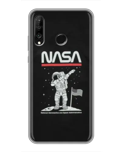 Чехол для Huawei P30 Lite / Nova 4e с картинкой «NASA — шагаем по Луне»