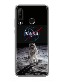 Чехол для Huawei P30 Lite / Nova 4e с картинкой «Астронавт на Луне»