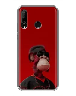 Чехол для Huawei P30 Lite / Nova 4e с картинкой «Bored Ape в красном» Чехол для Huawei P30 Lite / Nova 4e с картинкой «Bored Ape в красном»