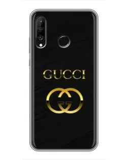 Чехол для Huawei P30 Lite / Nova 4e с картинкой «Золотой логотип Gucci»