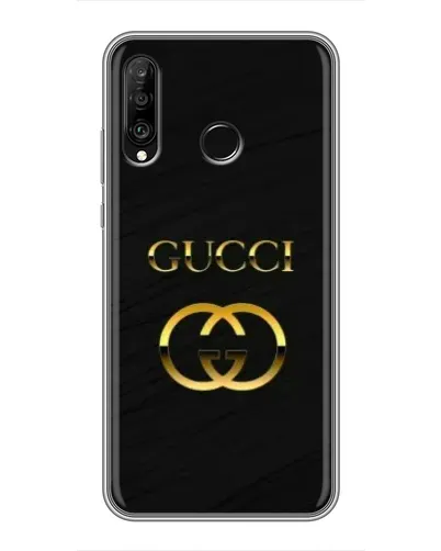 Чехол для Huawei P30 Lite / Nova 4e с картинкой «Золотой логотип Gucci»