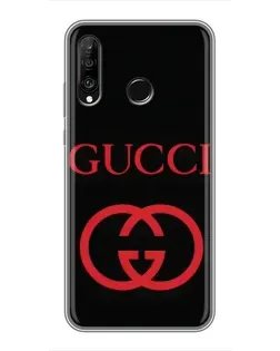 Чехол для Huawei P30 Lite / Nova 4e с картинкой «Gucci — красный логотип»