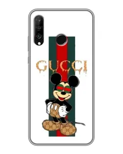 Чехол для Huawei P30 Lite / Nova 4e с картинкой «Микки Маус Gucci — полосы»