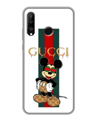 Чехол для Huawei P30 Lite / Nova 4e с картинкой «Микки Маус Gucci — полосы»