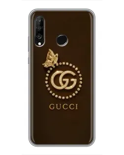 Чехол для Huawei P30 Lite / Nova 4e с картинкой «Gucci — золотая бабочка»