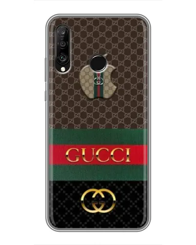 Чехол для Huawei P30 Lite / Nova 4e с картинкой «Gucci — брендированный десерт»