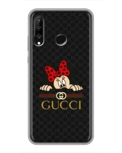 Чехол для Huawei P30 Lite / Nova 4e с картинкой «Минни Маус Gucci — черный»