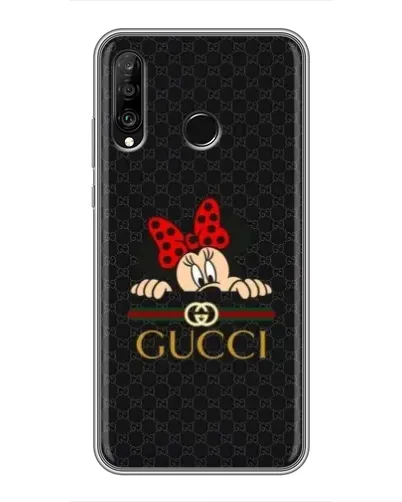 Чехол для Huawei P30 Lite / Nova 4e с картинкой «Минни Маус Gucci — черный»