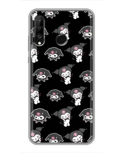 Чехол для Huawei P30 Lite / Nova 4e с картинкой «Черный паттерн Kuromi»