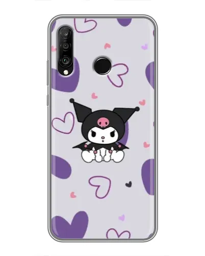 Чехол для Huawei P30 Lite / Nova 4e с картинкой «Kuromi и лавандовые сердца»