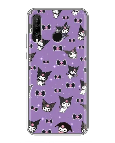 Чехол для Huawei P30 Lite / Nova 4e с картинкой «Kuromi — паттерн»