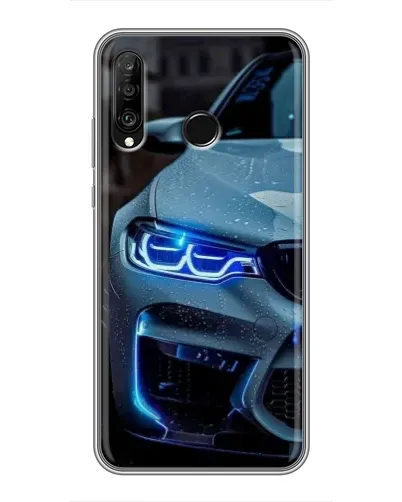 Чехол для Huawei P30 Lite / Nova 4e с картинкой «Взгляд BMW с синими фарами»
