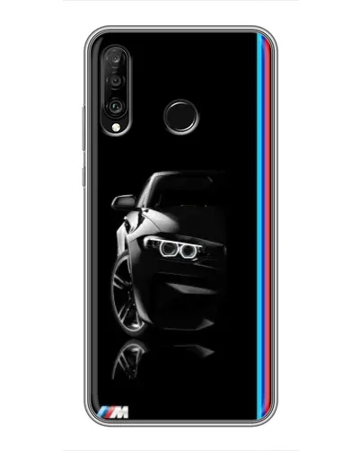 Чехол для Huawei P30 Lite / Nova 4e с картинкой «Силуэт BMW в темноте»