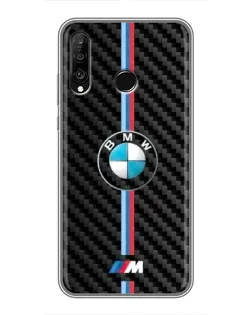 Чехол для Huawei P30 Lite / Nova 4e с картинкой «Эмблема BMW и карбон»