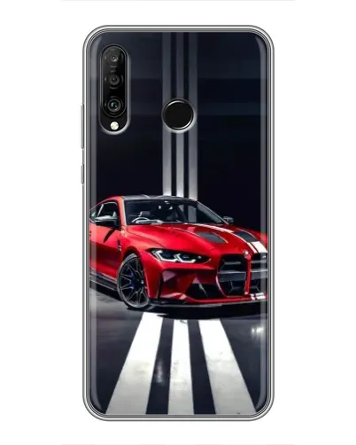 Чехол для Huawei P30 Lite / Nova 4e с картинкой «Красная BMW на дороге»