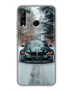 Чехол для Huawei P30 Lite / Nova 4e с картинкой «BMW в зимнем лесу»