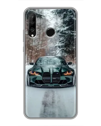 Чехол для Huawei P30 Lite / Nova 4e с картинкой «BMW в зимнем лесу»