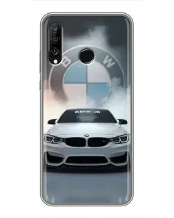 Чехол для Huawei P30 Lite / Nova 4e с картинкой «BMW в белом дыму»
