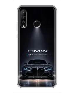 Чехол для Huawei P30 Lite / Nova 4e с картинкой «BMW сквозь ночной город»