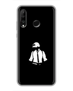 Чехол для Huawei P30 Lite / Nova 4e с картинкой «PUBG — белый шлем»
