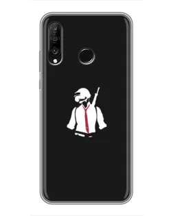 Чехол для Huawei P30 Lite / Nova 4e с картинкой «PUBG — силуэт воина»