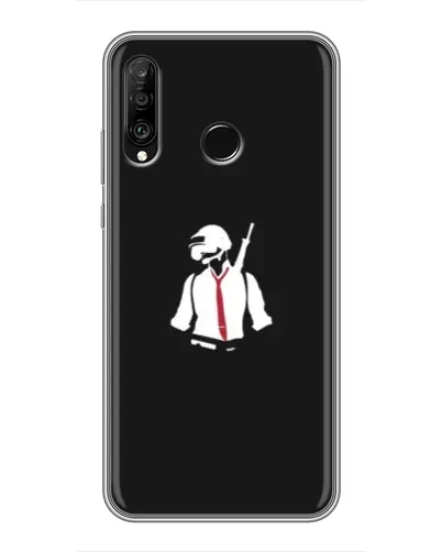 Чехол для Huawei P30 Lite / Nova 4e с картинкой «PUBG — силуэт воина»