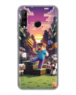 Чехол для Huawei P30 Lite / Nova 4e с картинкой «Стив на ферме» Чехол для Huawei P30 Lite / Nova 4e с картинкой «Стив на ферме»