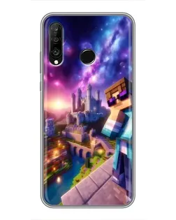 Чехол для Huawei P30 Lite / Nova 4e с картинкой «Стив и космос» Чехол для Huawei P30 Lite / Nova 4e с картинкой «Стив и космос»