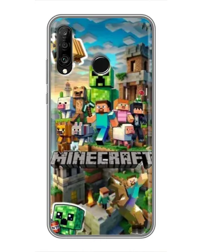 Чехол для Huawei P30 Lite / Nova 4e с картинкой «Замок Minecraft»