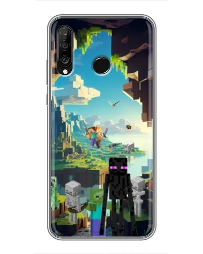 Чехол для Huawei P30 Lite / Nova 4e с картинкой «Эндермен в лесу»